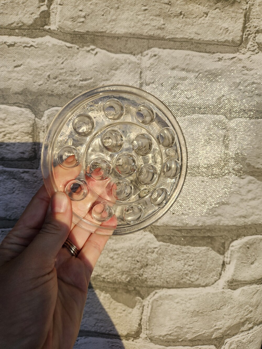 Large Solid Glass Flower Frog
